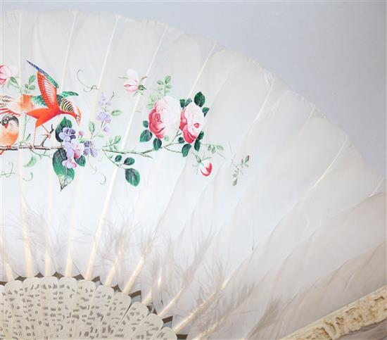 Two 19th century Cantonese carved ivory fans, largest 11in.